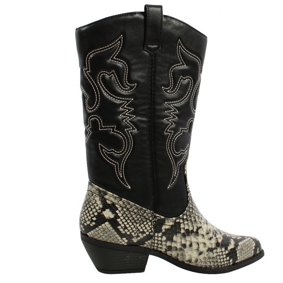 Black and Python Cowboy Boots - Picture 2 of 7